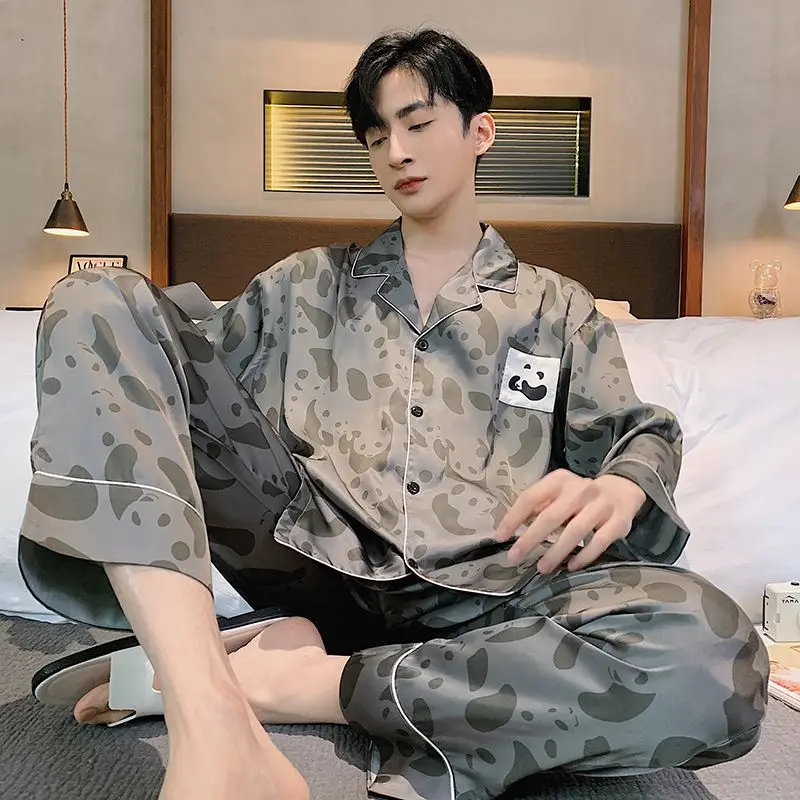 [New] men's pajamas men's long-sleeved spring and autumn youth student cartoon home suit