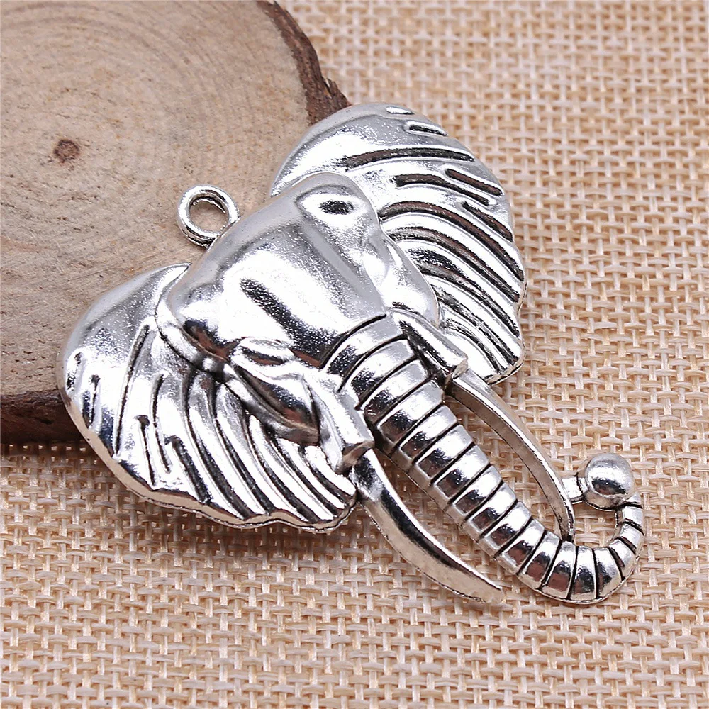 2Pcs 54x47mm Antique Silver Color Elephant Charms Pendant Designer Charms Fit Jewelry Making DIY Jewelry Accessories Wholesale