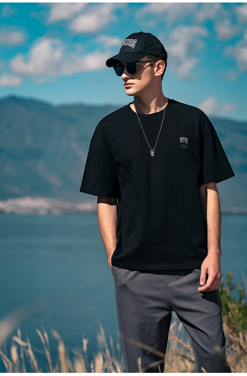 

Y1358 mountain print short-sleeved T-shirt men's summer cotton round neck T-shirt