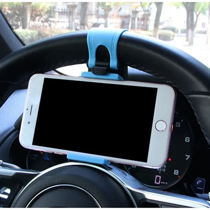 universal car steering wheel clip mount holder for iphone 8 7 7plus 6 6s samsung xiaomi huawei mobile phone gps free global shipping