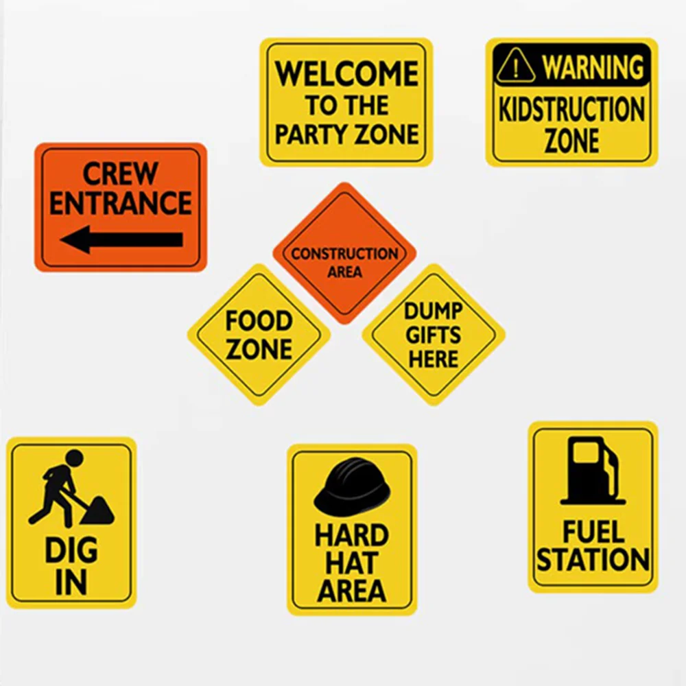 

Construction Birthday Party Decorations 12 PCS Traffic Sign Cutouts for Kids Construction Theme Party Supplies
