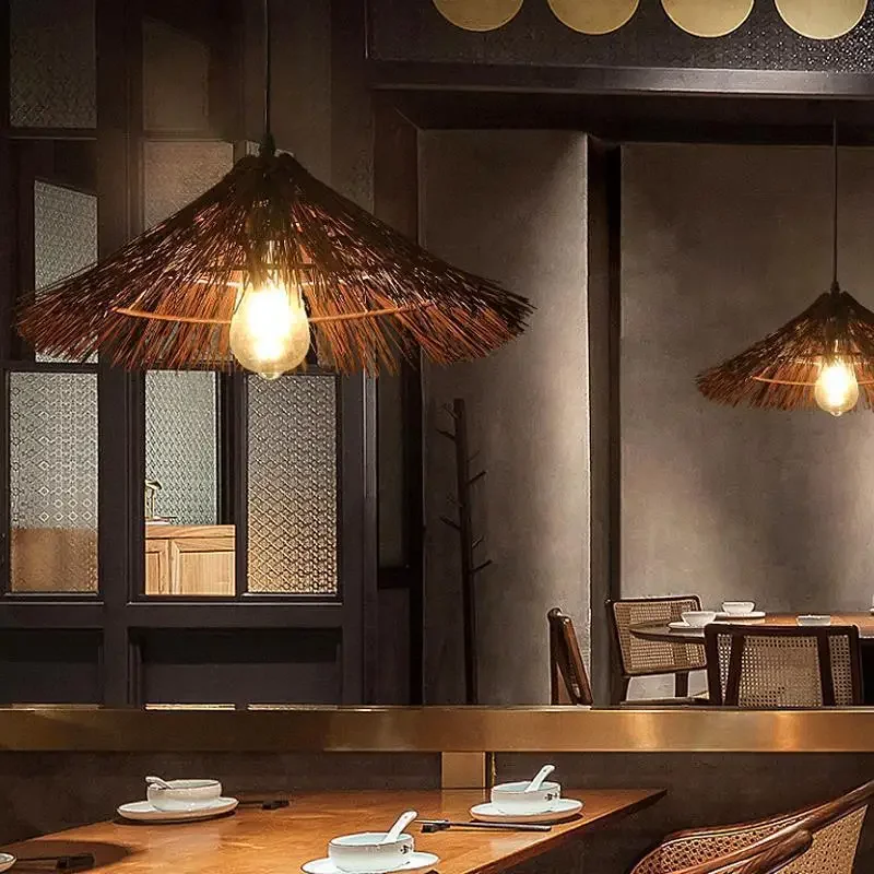 Японская соломенная шляпа из ротанга люстра ваби песчаный ветер кровать и для