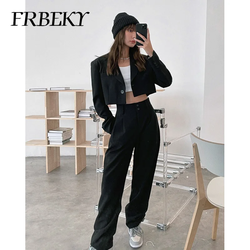 

Temperament Short Suit Thin High Waist Drape Suit Pants Two-piece Long-sleeved Streetwear Suit Set Woman 2 Pieces Blazer Women