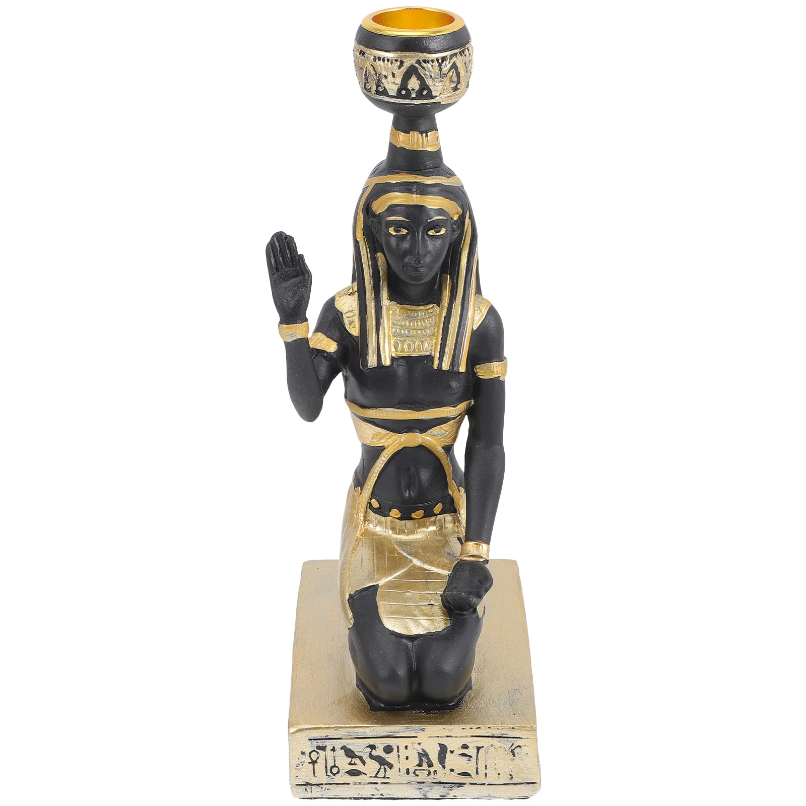 

Holder Goddess Egyptian Statue Candlestick Pillar Wisdom Resin Desktop Holders Votive Wax Tealight Warmer Oil Decorative Stand