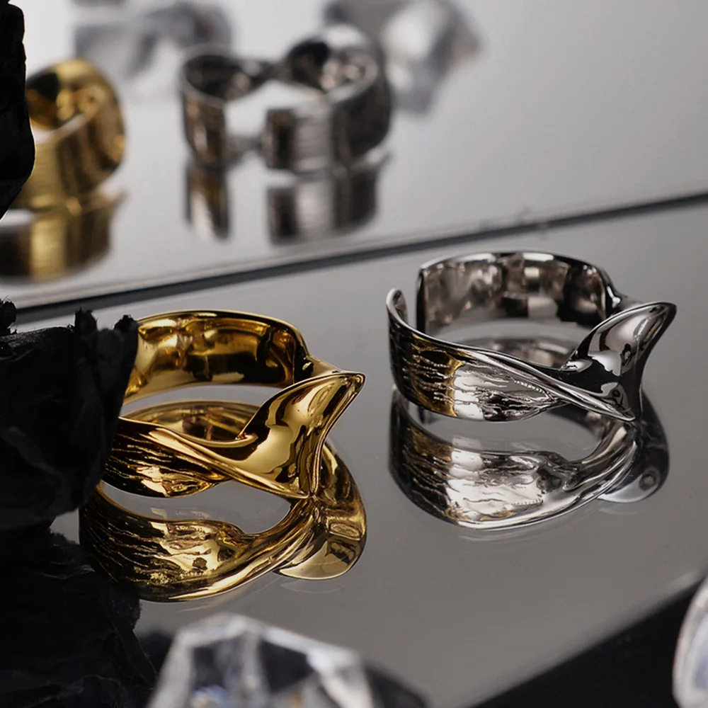 

Youth of Vigor Twisting Irregular Solid 925 Silver Ring Alien Texture Party Open Band Rings R1237