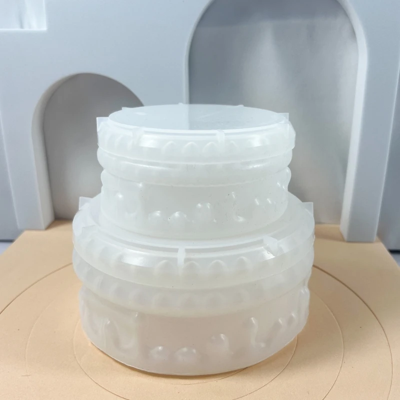 

D7WB Double Layer Shortcake Tabletop Storage Box Crystal Resin Casting Molds for DIY