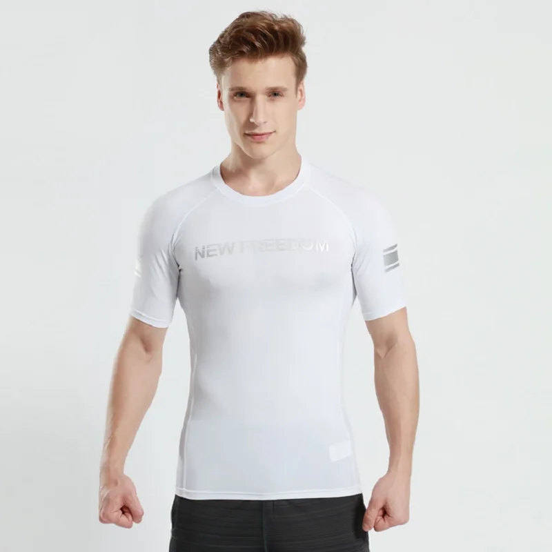 

Letter Printing Quick-drying Short-sleeved Tight-fitting High-elastic Breathable Fitness Running Training Sports T-shirt