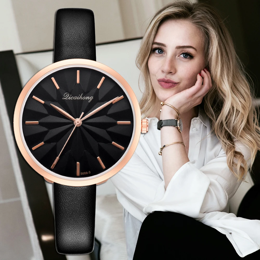 

NO.2 A1665 Ladies Watch New Dial Desgin Fashion Leather Strap Bracelet Quartz Clock zegarek damski relogio feminino