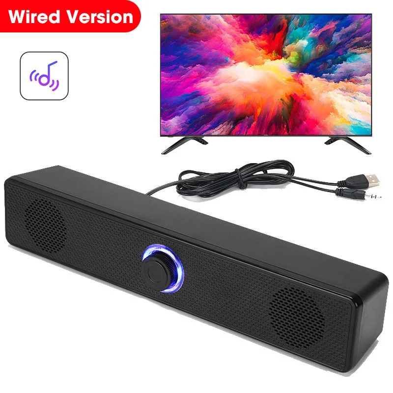 

4D Computer Speaker Bar Stereo Sound Subwoofer Bluetooth Speaker For Macbook Laptop Notebook PC Music Player Wired Loudspeaker