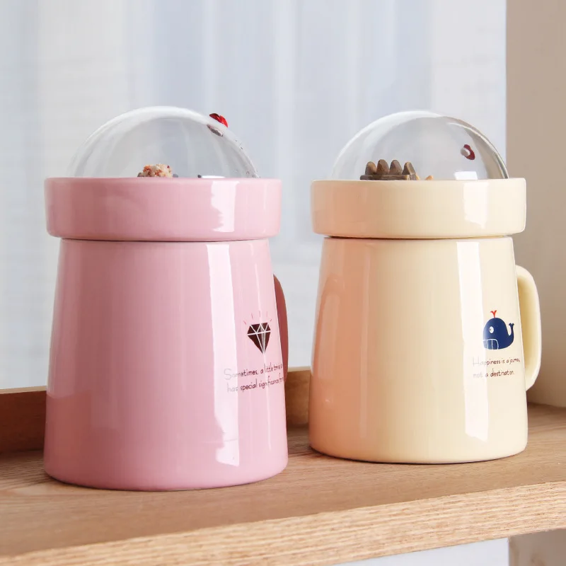 EasyZreal Creative Cartoon Animal Micro Landscape Caneca Milk and Coffee Mug 400mlHigh-capacity Office Ceramic Cups Beauty Gifts