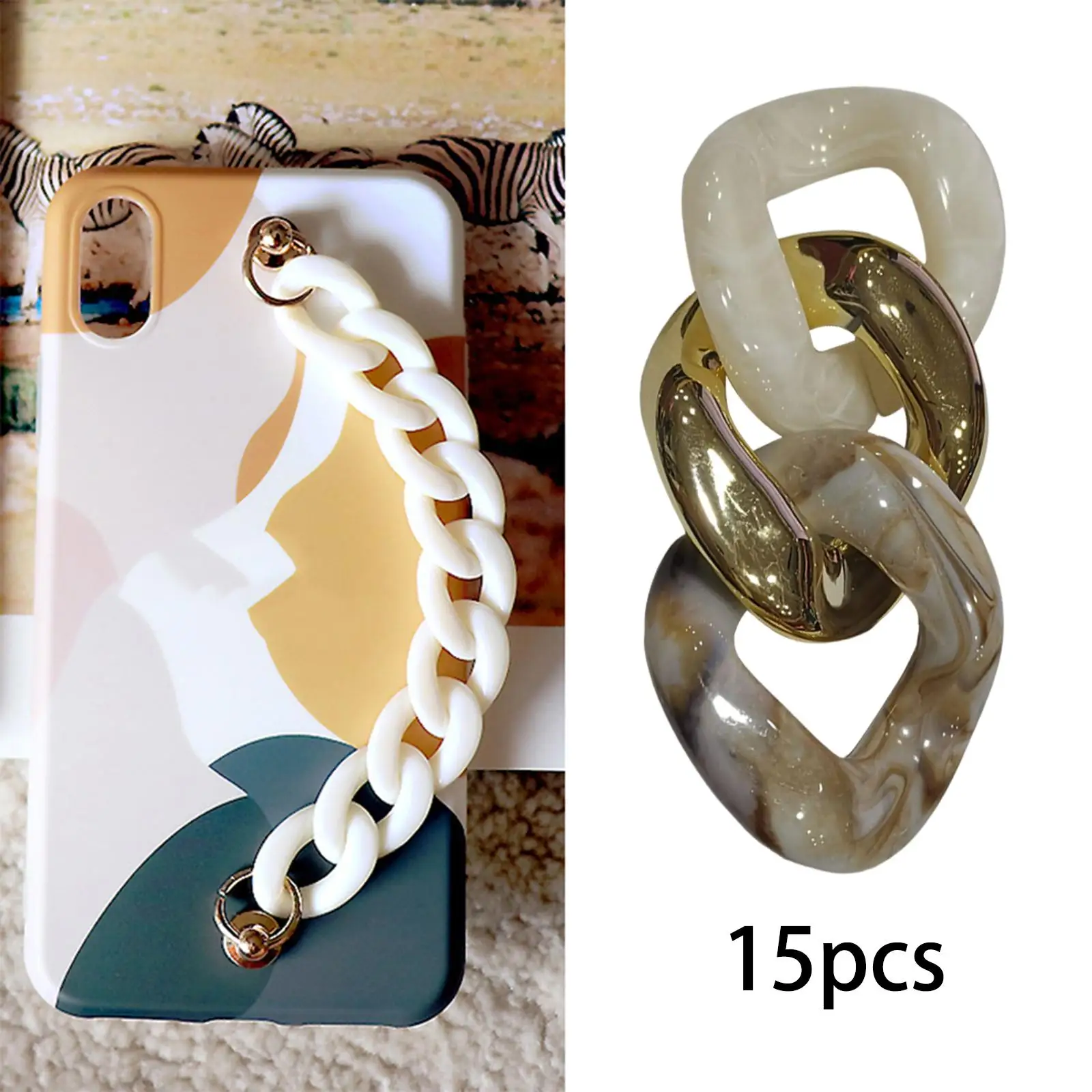 

15Pcs Acrylic Linking Rings, Twist Curb Chain Chain Link for DIY Craft Ph Strap Jewelry Making Purse Bag