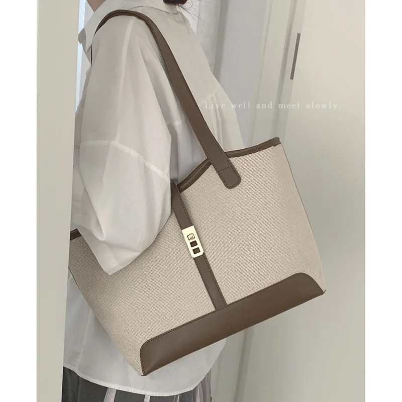 

Женская сумка, большая холщовая женская сумка-шоппер на плечо, роскошные дизайнерские тканевые сумки-тоуты для женщин, 2023, трендовые брендовые Большие женские сумки