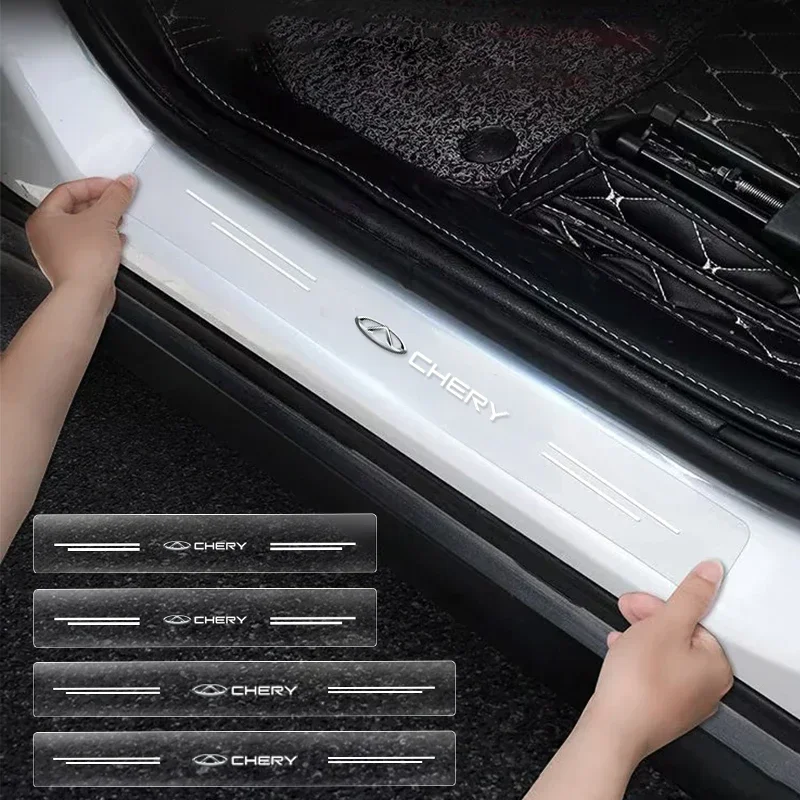 Фото 4 шт., прозрачные наклейки на пороги автомобиля Chery Tiggo 2 3 4 5 6 7 8 3X 5X Pro T11 Fulwin №1