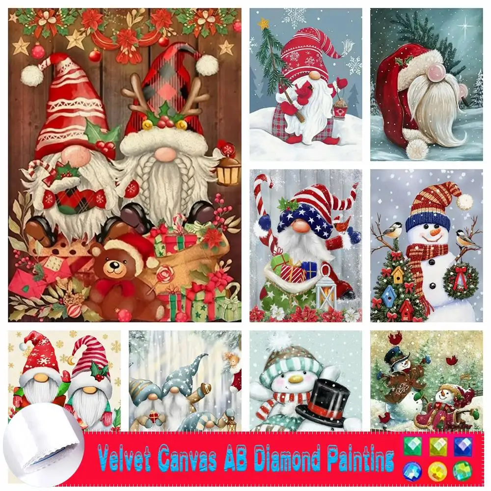 

5D Velvet AB Diamond Painting Snowman Cross Stitch Full Square Embroidery Cartoon New Arrival Mosaic Christmas Home Decor