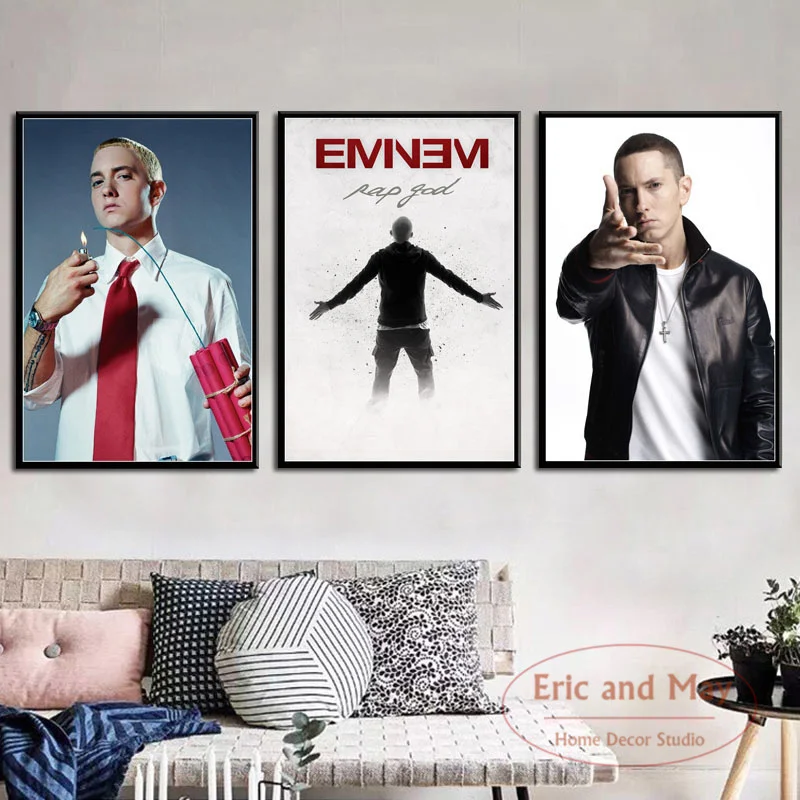 

Canvas Painting Eminem Hip Hop Rap God Super Rapper Singer Music Star Posters And Prints Wall Art Picture Abstract Home Decor