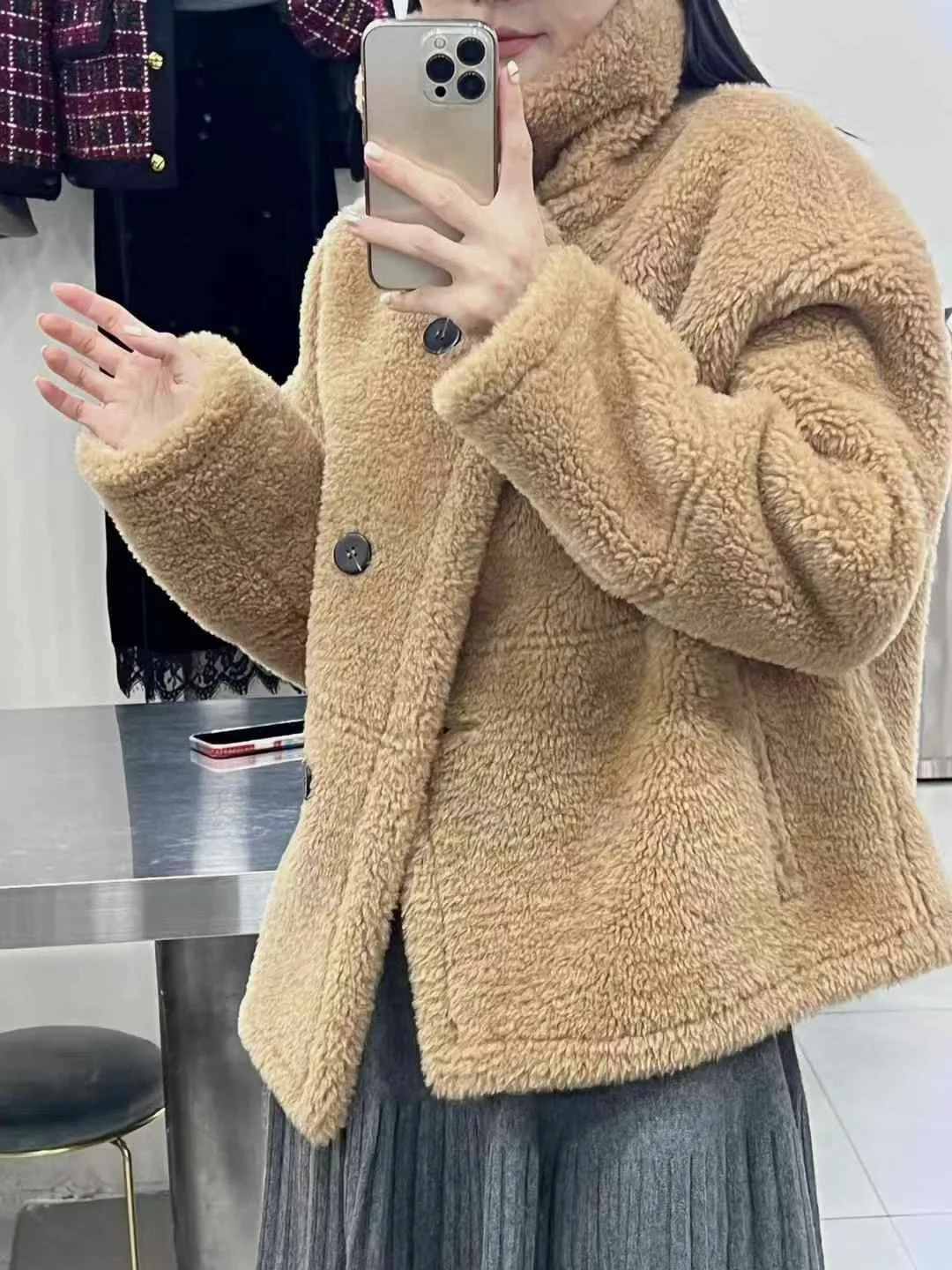 YX.FS Fur Integrated 2024 новинка зимы воротник-стойка маленькая бархатная шерсть ягненка