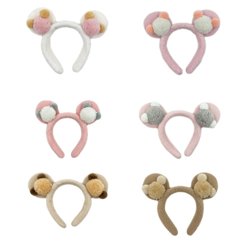 

L93F Bear Ear Hairband Plush Bear Headband Cartoon Plush Bear Hair Hoop Headwear