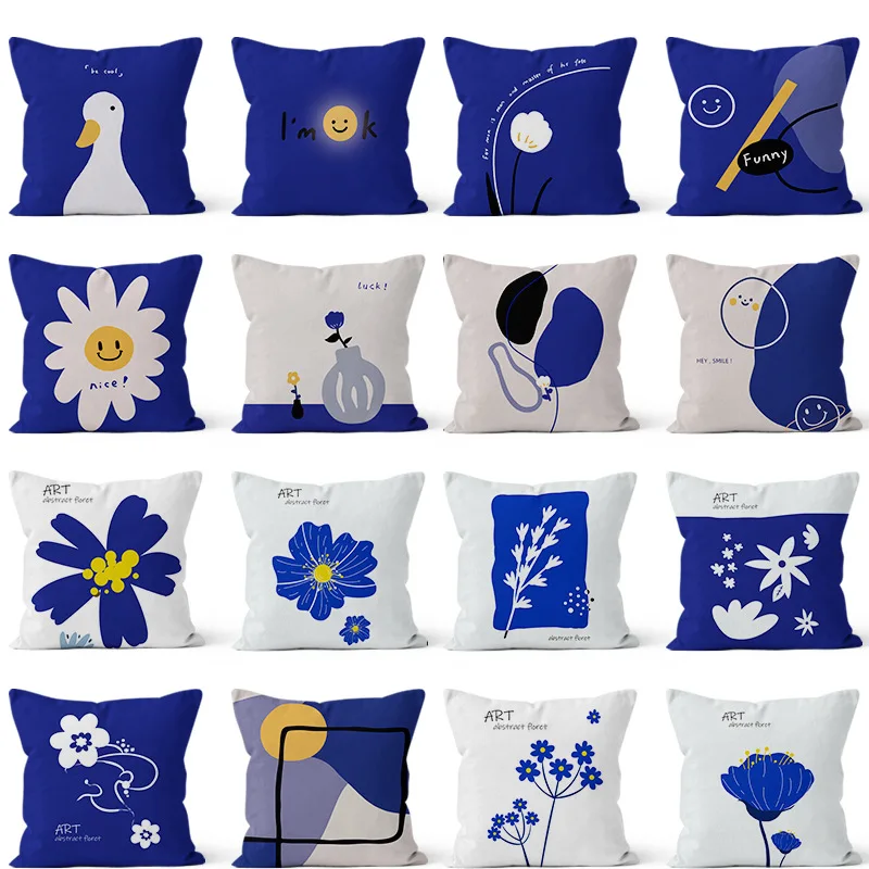 

Домашний текстиль скандинавский Ins Klein синий современный минималистичный домашний декор подушка невидимая молния автомобильный диван спин...