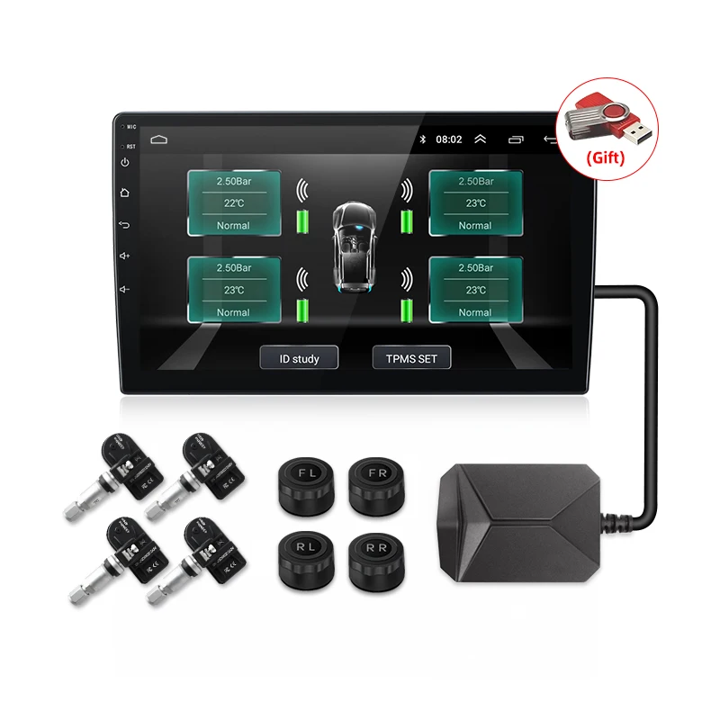 Фото Цифровая система контроля давления в шинах Junsun TPMS с USB-подключением для автомобильной навигации №1