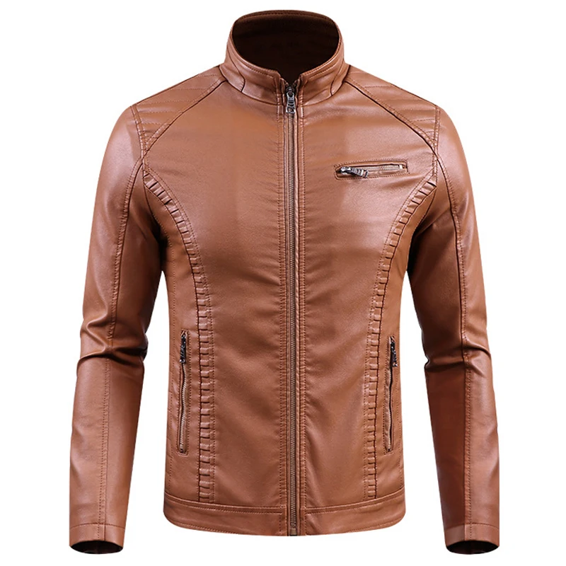 2019 Jackets Men Slim Fit Casual Outwear Bomber Jacket Windbreaker PU Motorcycle Leather Jackets male fur coat