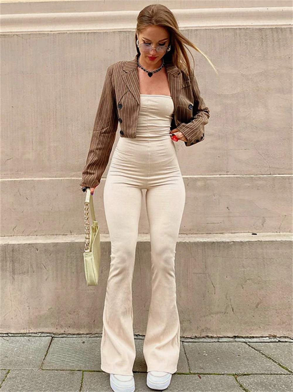 

Women Y2k Vintage Fashion Jumpsuit Backless Straight Leg Casual Solid Slim Overalls Female Off The Shoulder Rompers Alt Clothes