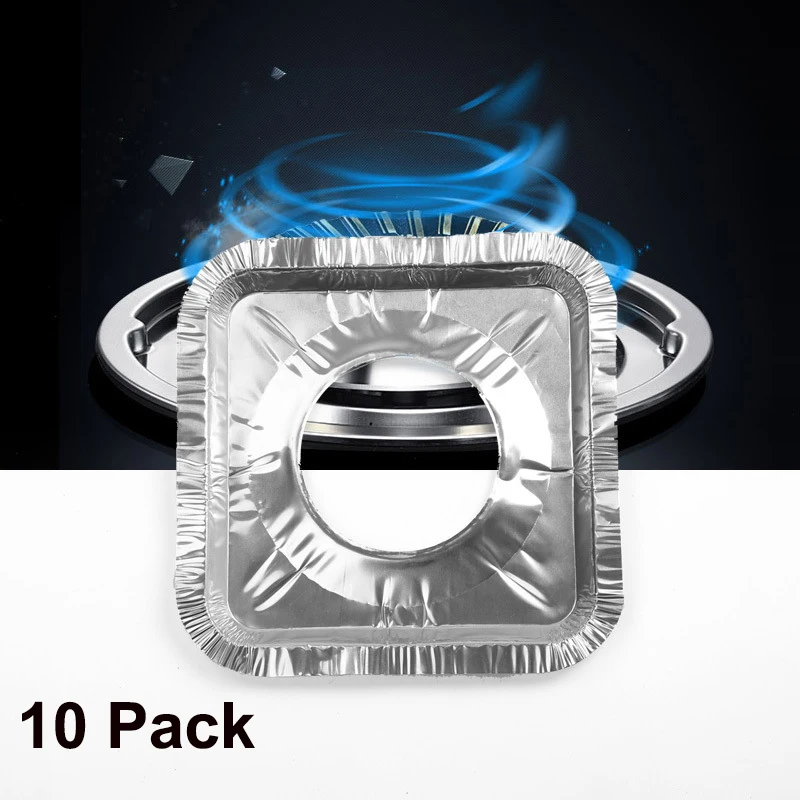 

10PCS Stove Protector Cover Disposable Aluminium Stove Burner Liner Gas Stove Stovetop Cleaning Pad Stove Pad Mat Kitchen Tool