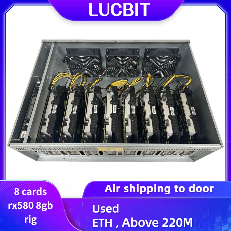 

LUCBIT Used RX 580 8GB 8-card Gpu Mining Rig Machine Graphics Card Eth AMD rx580 rx588 with New 2000W Power Supply