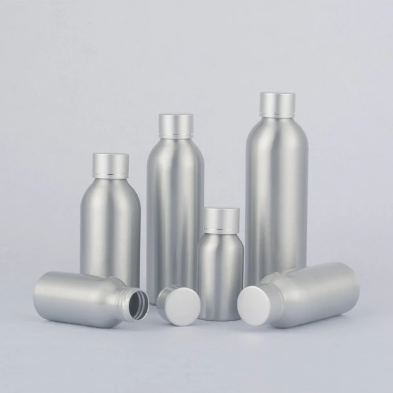 

40ml 50ml 100ml 120ml 150ml 200ml 250ml Empty Aluminum Bottle With Silver cap Travel Shampoo Shower Gel Liquid soap Container