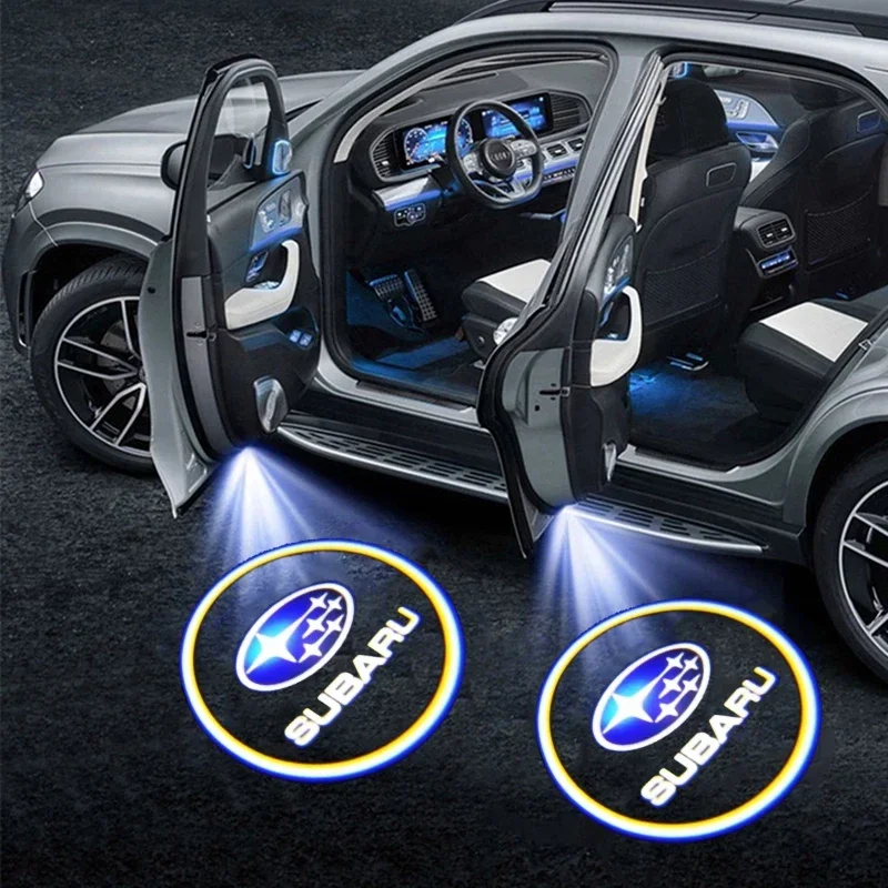 

2 шт. светодиодный светильник для двери автомобиля, лампа для проектора, украшение для Subaru XV WRC WRX BRZ FORESTER IMPREZA LEGACY OUTBACK STI