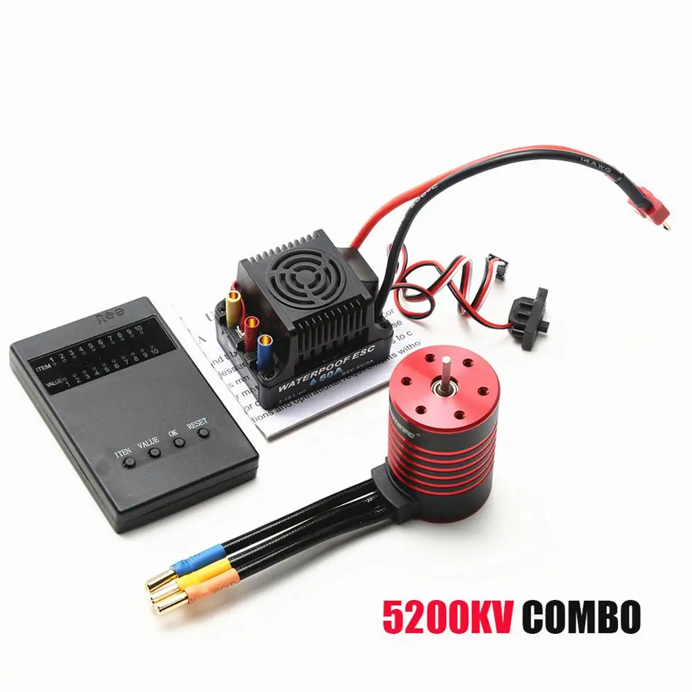 

NASITIP Gtskytenrc Waterproof Combo 3650 2300/3100/3600/4500/5200kv Brushless Motor W//heat Sink 60a Esc For Rc 1/10 Rc Car