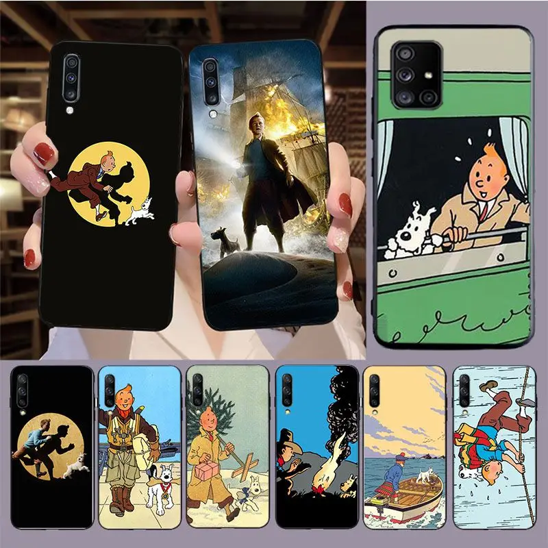

Чехол Tintin Ddark с изображением Луны и собаки для samsung A12 A22 A32 A53 A72 A52S A21S A50 A51 A20E A11 A40 A30s A71 A20S A70, чехлы