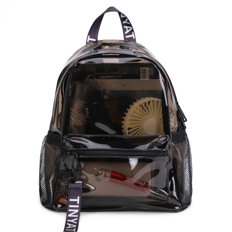 

TINTAT PVC Women Backpack New Trend Transparent Solid Backpack Travel School Backpack Bag for Girls Child Mochila mini backpack