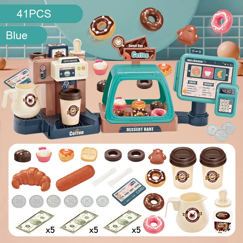 Детские кухонные игрушки кофейная машина игрушечный набор имитация еды хлеба