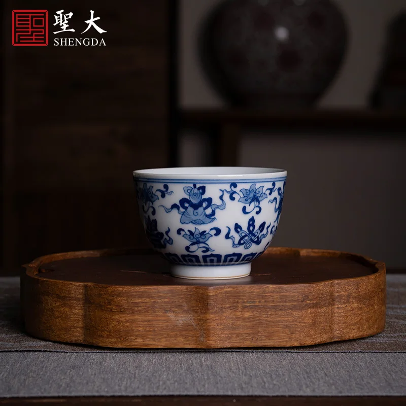 

Кунг-фу чайная чашка чистая ручная роспись Чайный набор чайная чашка Цзиндэчжэнь сине-белый лотос восемь сокровищ шаблон мастер чашка