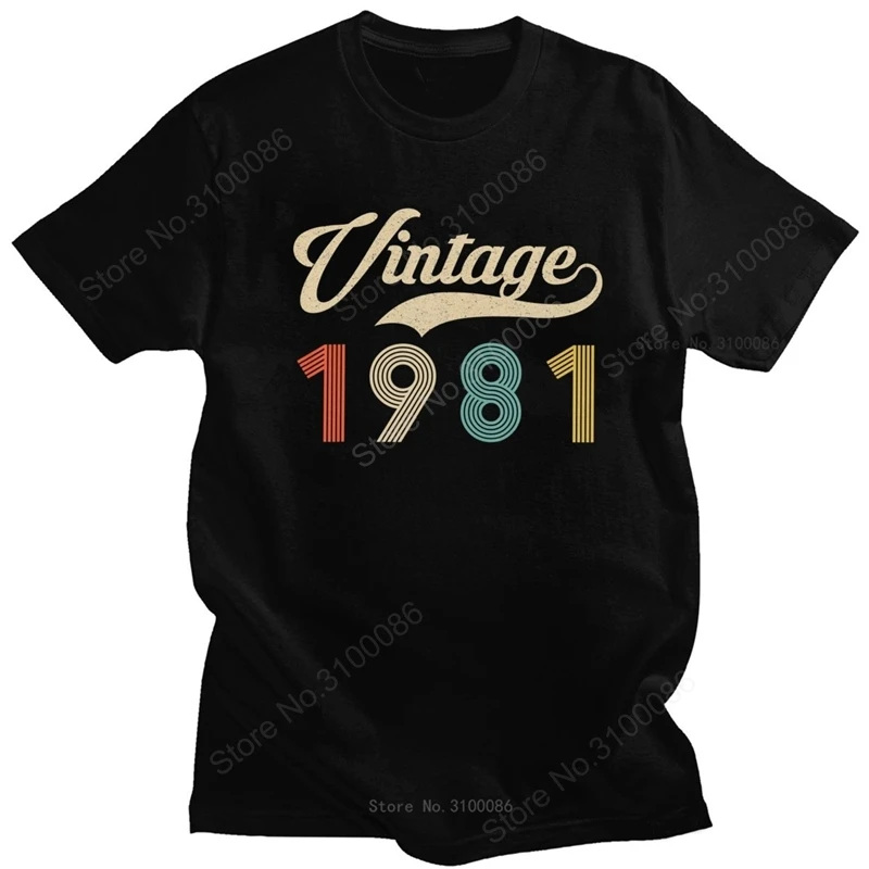 

Retro Vintage 1981 39th Birthday Tshirt Men Pre-shrunk Cotton Classic 39 Year Old Tees Short Sleeve Casual T Shirt Merch Gift
