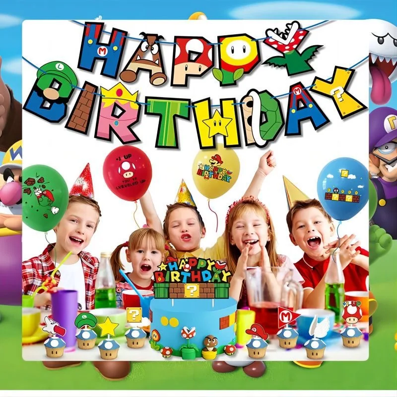 Тема Супер Марио Луиджи принадлежности для дня рождения набор посуды салфетки