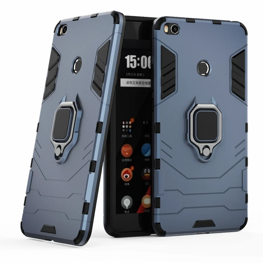 Чехол для Xiaomi Mi Max 2, противоударный силиконовый чехол с кольцом-подставкой + задняя крышка для телефона из поликарбоната для Xiomi Mi MAX 2 MAX2 MIMax2, чехол