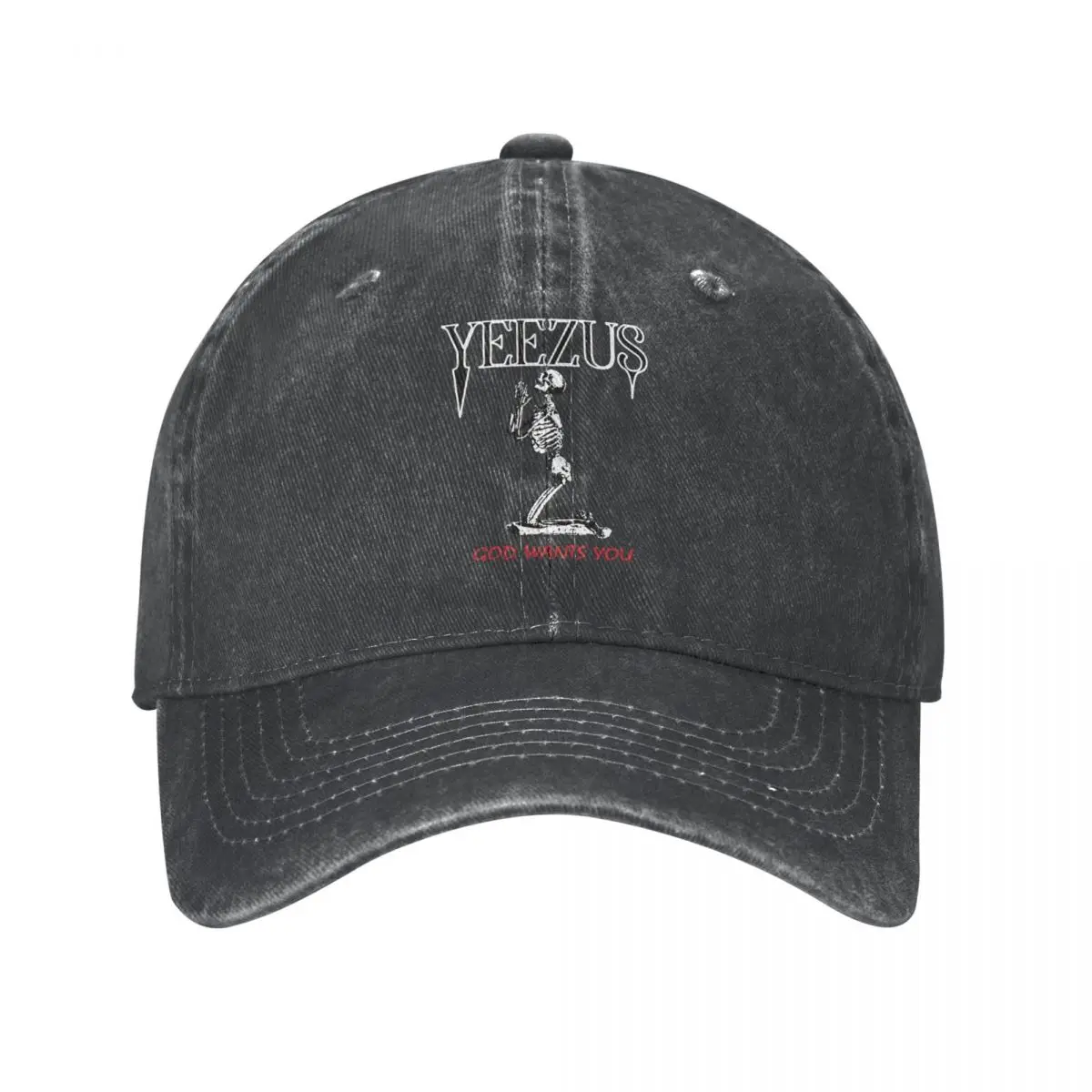 

Kanye West Yeezus Skeleton Baseball Cap Vintage Distressed Denim Snapback Hat Unisex Outdoor Workouts Gift Hats Cap