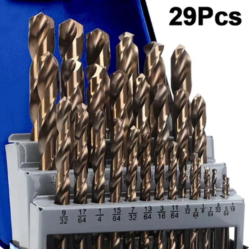 Cobalt Drill Bits Set M35 High Speed Steel Twist Jobber Length For Hardened Metal Stainless Cast Iron