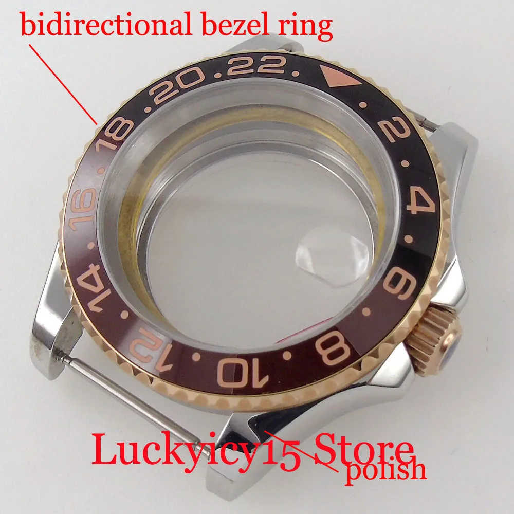 

fit NH35A NH36A Bidirectional Bezel Ring Polish Lug SUB Watch Case for ETA 2824 2836 MIYOTA 82 DG MINGZHU Glass Back