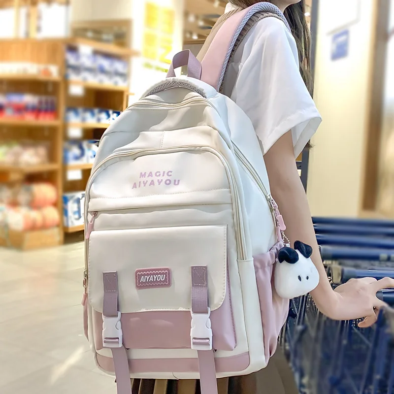 

Школьные рюкзаки для колледжа, Симпатичная модная Женская водонепроницаемая сумка для ноутбука, Женская Студенческая сумка для книг, кавайная трендовая дорожная нейлоновая сумка