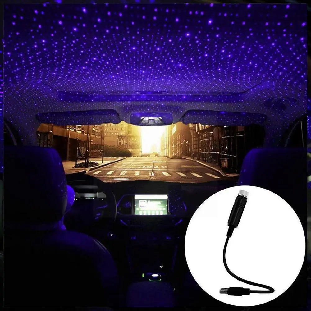 

Автомобильный проекционный светильник на крышу, переносной Usb-ночник со звездой, светодиодный потолочный Регулируемый проектор, атмосферс...