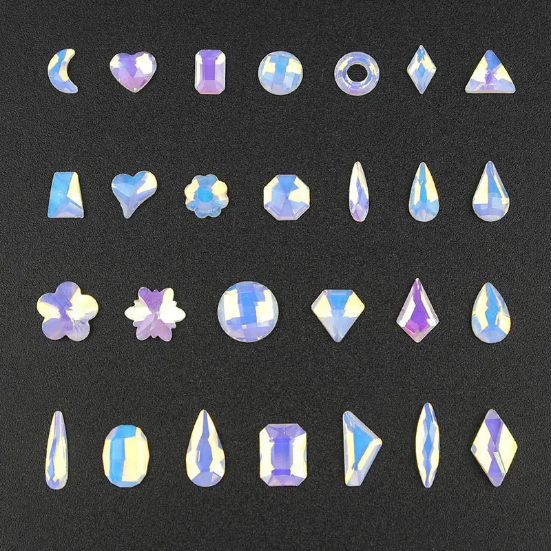 

wholesale Aurora Mocha White DIY Flat Back Nail Rhinestone Special Shaped Crystals Nail Art Stones 3D Personalized Decoration