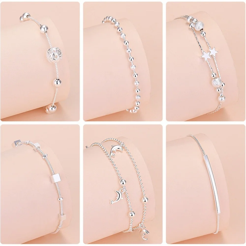 

2022 New Fashion 925 Sterling Silver Ladies Bracelet Luxury Party Wedding Delicate Round Chain Bling Ladies Party Jewelry Gift