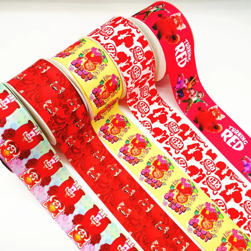 

Cartoon turning red character 7/8inch 1inch 1.5inch 2inch 3inch printed grosgrain ribbon Sewing Bow-knot Crafts material 4138