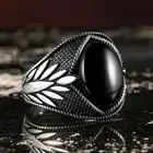 Мужское серебряное кольцо с овальным черным ониксом и шипами, подарок для нее, подарок для парня,