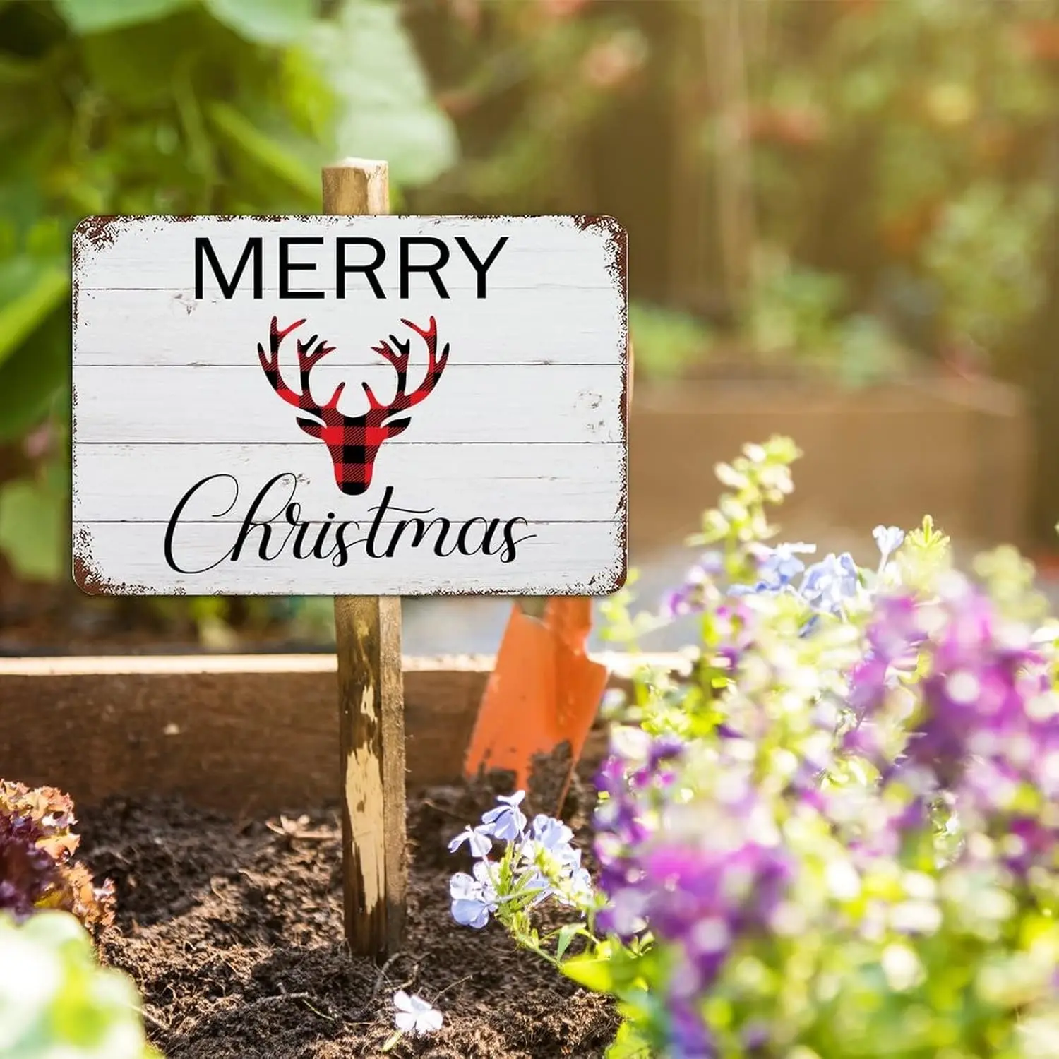 Знак с Рождеством красная и черная клетчатая жестяная вывеска рождественские