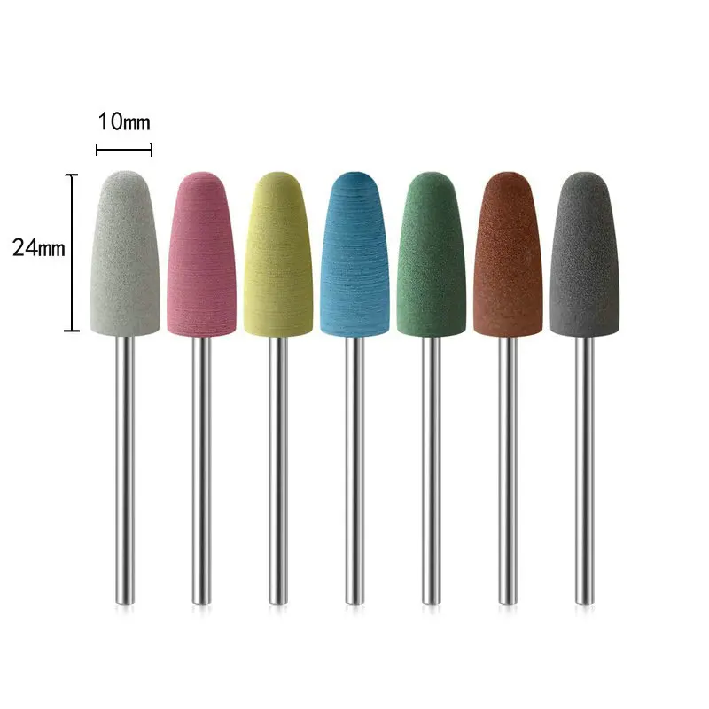 

1Pcs Universal Series Big Head 7 Colors Rubber&Silicon Carbide Nail Buffer 3/32" Electric Manicure Device Nail Accessories Tools