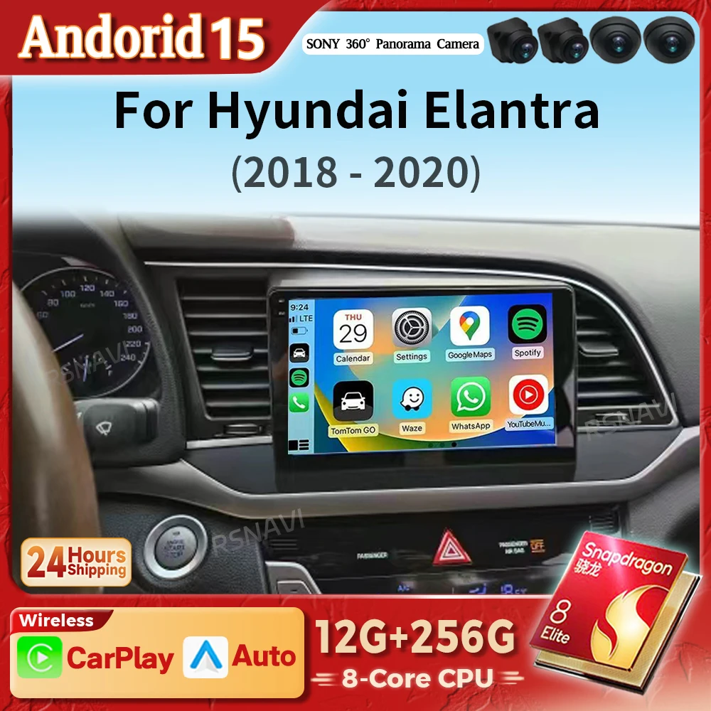Фото Автомобильный радиоплеер Android 15 Carplay для Hyundai Elantra 6 2016 2017 2018-2020 авторадио мультимедийное стерео 2Din Snapdragon №1