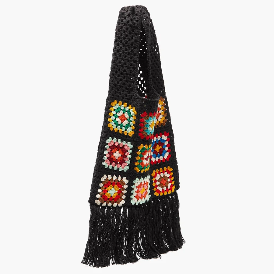 

Female Fashion Wrist Bags Checkerboard Plaid Woolen Knitted Shoulder Vintage Chic Woven Totes tassel Casual Shopping Handbag